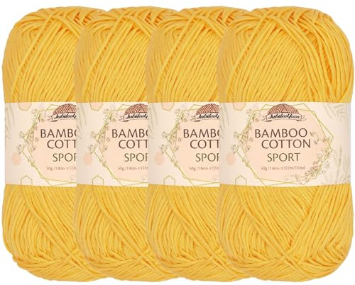 JubileeYarn Bamboo Cotton Sport Yarn - 50g/Skein - Daisy Yellow - 4 Skeins
