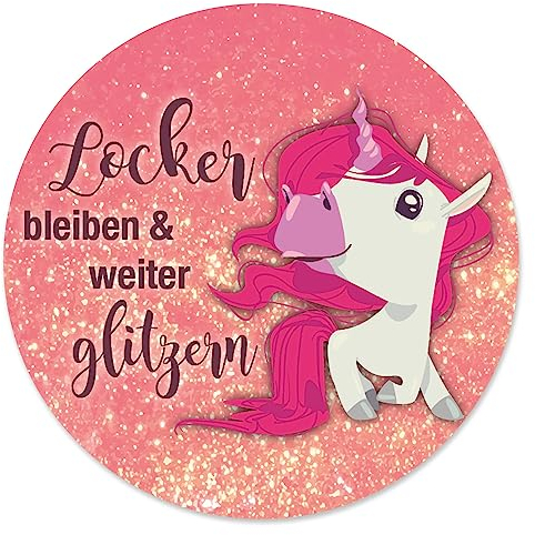 Einhorn-Mauspad Glitzer I Ø 22 cm rund I Mousepad mit Spruch I in Standard-Größe, rutschfest I rosa lustig I für Mädchen Teenager Frauen I dv270