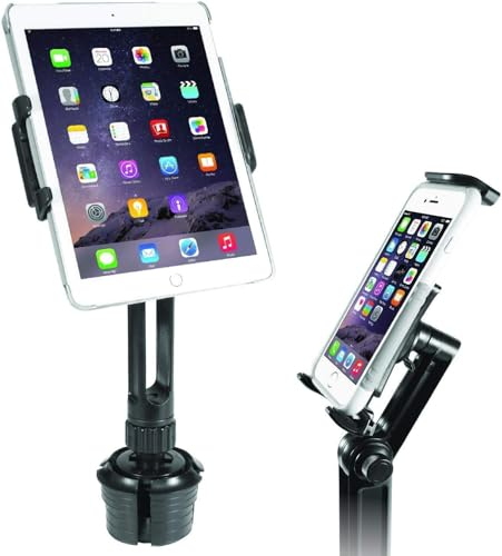 Macally 2-in-1 robuste Auto-Becherhalter-Halterung, funktioniert mit Tablets und Handys, Apple iPad Pro 10,5 9,7 Air Mini, Samsung Galaxy Tab, iPhone XS XS MAX XR X jedes Mobile Gerät bis zu 8 Zoll