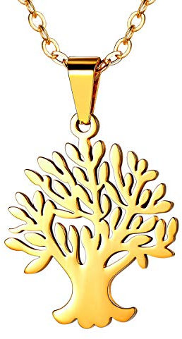 FOCALOOK Colgantes Arbol de Familia Regalo de Mujeres Material Acero Inoxidable 316L Colores Dorados Joyería Minimalista para Cumpleaños Aniversario