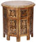 Marokkanischer Tisch Beistelltisch aus Holz Ashkar Braun ø 45cm groß rund | Orientalischer runder Hocker Blumenhocker orientalisch klein | Orientalische runde kleine Beistelltische klappbar
