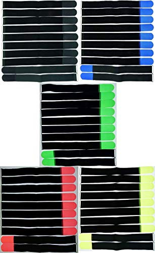 50x 20 cm x 20 mm wiederverschließbare Klett-Kabelbinder MEHRFARBIG mit Metall-Öse - Kabel-Klettband 200 mm wiederverwendbar