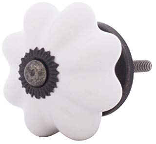 Knober 1 X Möbelknopf Weiß | Montur aus Edestahl schwarz| Möbelknöpfe 40mm Knauf | Türgriff Gewinde metrisch M3 | Serie Blanc