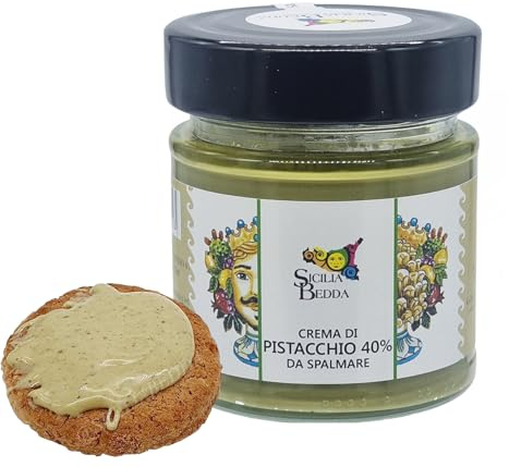Sicilia bedda - Crema di pistacchio - Elegante Vasetto Vetro da Gr.200 - Prodotto Vegano