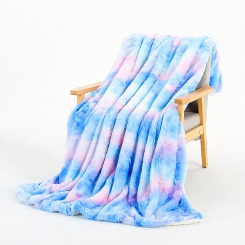 Lsimeru Regenbogen Sherpa Decke Kuscheldecke Lammfelloptik 160x200 Fleecedecke Wohndecken Flauschig Mikrofaser-Flausch Weich Warm Wendedecke Sofadecke Couchdecke