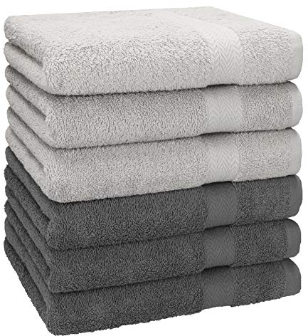 Betz Handtuch 6er Pack Handtücher Set Premium Größe 50x100 cm 100% Baumwolle - gut trocknend, Gute Qualität - ideal für Sport, Strand, Reisen Farbe Silbergrau/anthrazit