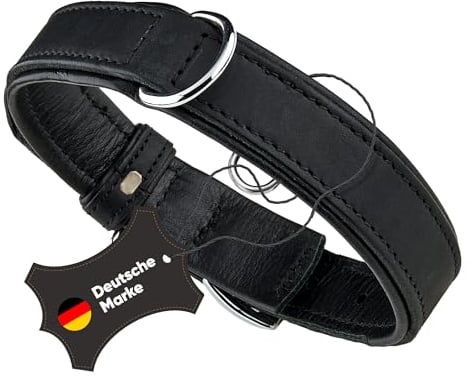 Michur Minimo Schwarz Hundehalsband Leder, Lederhalsband Hund, Halsband, Leder, in verschiedenen Größen erhältlich