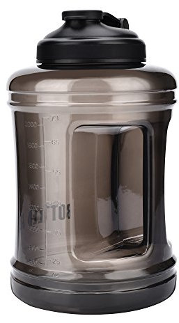 GEMFUL Botella de Agua Grande Deportiva sin BPA para Gimnasio al Aire Libre Camping 2.5 Litro (Negro)