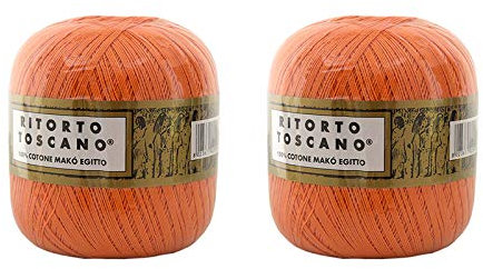 Numero 2 Gomitoli RITORTO TOSCANO 8, 100% Puro Cotone Egitto Makò Mercerizzato - gr.100 = mt.678 Cad.