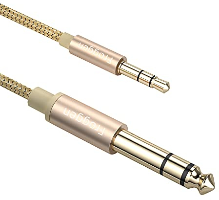 Cable de 6.35mm a 3.5mm, Nylon Trenzado 3.5mm a 6.3mm Cable Audio Estéreo HiFi Macho a Macho para Guitarra, Mezclador, Amplificador, Altavoces, Reproductores de MP3, Mesas de Mezclas, Ordenadores