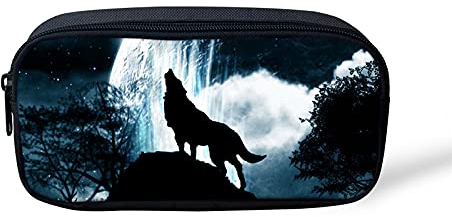 NETILGEN Teen Wolf Federmäppchen für Schule, Jungen, Erwachsene, Organizer, Tiertasche, cool, groß, lustig, Stiftebeutel, Münzgeldbörse, Geschenk