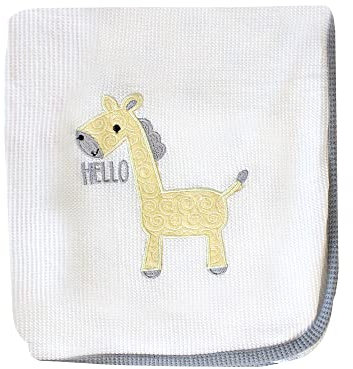 Babydecken aus 100 % weicher Baumwolle mit Stickerei, für Kinderbett, Babykorb, Babykorb, Kinderwagendecke (graue Giraffe)