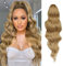 FESHFEN Pferdeschwanz Haarteil Haarverlängerung mit Kordelzug Pferdeschwanz Verlängerung Synthetik Gemischtes Blond Wellig Locken Haarteil Ponytail Extension für Frauen 60cm