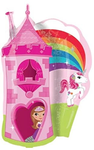 Ballonheld Folienballon Prinzessin Schloss mit Einhorn ca. 75cm heliumgeeignet lange Schwebezeit Kinderballons
