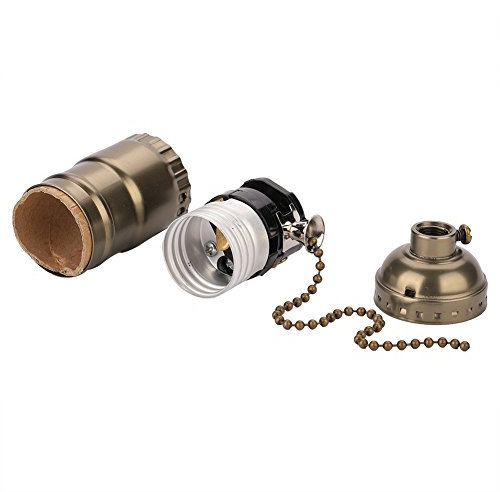 Presa Luce E27, Portalampada da Tavolo da Scrivania Retrò, Portalampada con Filettatura M10 in Alluminio con Interruttore a Catena(Bronzo)