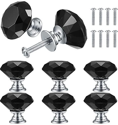 QUIIEOSKIA 8 Stück Kristall Türknäufe, Schrankknöpfe, Kristallglas Schubladenschränke, Kommode, Schubladen, Knöpfe und Griffe für Küche, Bad, Büro, mit Schrauben - 30mm