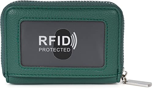 styleBREAKER Unisex Karten Geldbörse Einfarbig mit umlaufendem Reißverschluss und RFID Schutz, Portemonnaie 02040155, Farbe:Dunkelgrün