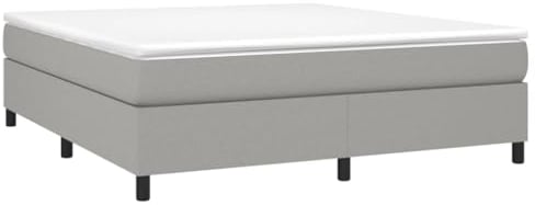 vidaXL Boxspringbettgestell, Polsterbett Bett für Schlafzimmer, Bettrahmen mit Lattenrost, Schlafzimmerbett Doppelbett, Hellgrau 180×200cm Stoff