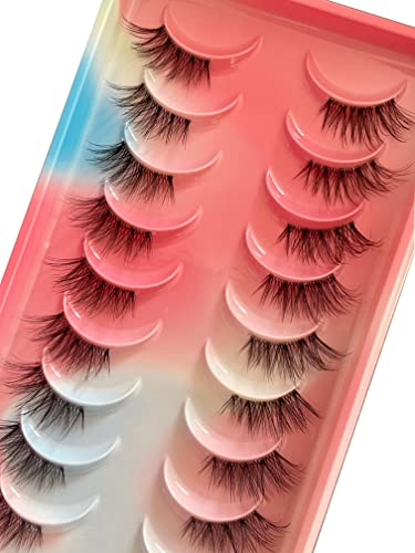 Halbe Falsche Wimpern 10 Paare Falsche Wimpern Russian Strip Lashes D/DD Curl Flauschige Nerzwimpern Natural Eye Lashes Pack Wiederverwendbar Falsche Wimpern¡