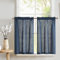TOPICK Scheibengardinen Blau Leinenmischung Bistrogardine für Wohnzimmer Küche Kleine Fenster Halbtransparent Lichtfilterung Kurz Gardinen Moderne Landhaus Scheibengardinen Tunnelzug 2er Set 65x90 cm