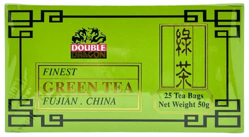 Double Dragon Finest Chinese Green Tea – 300 Tea Bags (12 Boxes) | Pure Fujian Green Tea | 100% Natural & Pesticide-Free | Rich in Antioxidants | Low Caffeine | Vegan & Vegetarian Friendly