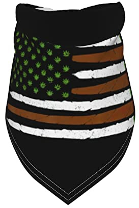 USA-Flagge, Marihuana, lustige Weed-Blatt-Flagge, Cannabis, Stoner 420, Frühlings-Hunde-Bandanas für Mädchen, großes Welpen-Kopftuch, verstellbare, weiche Dreiecks-Lätzchen, Zubehör für kleine, Mitte