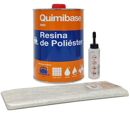 QUIMIBASE - Résine polyester + catalyseur 1 kg + couverture fibre de verre mat 300 1 m2