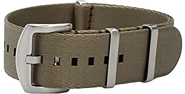 masar 20mm Premium NATO Khaki - Seat Belt Brushed Steel Buckle - Watch Straps, Bands – Uhrenarmband Ambandd, Uhren, Uhr – Nylon – Kaki 20 mm Steel Satin