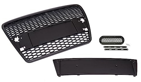 Kompatibel mit A6 4F C6 Kühlergrill Frontgrill Waben Grill PDC Matt Schwarz Emblemhalter