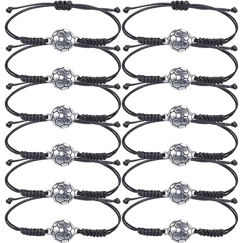 12 Sportarmbänder für Kinder - Verstellbare, geflochtene Armbänder für Fußball, Baseball und Basketball - Ideales Mitgebsel für Sportgeburtstagspartys von Mädchen und Jungen