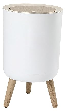 rockible Cubo de basura con tapa superior a presión Cubo de basura de pie alto, cesto de basura Bote de basura superior de empuje de alta capacidad con tapa, Pata desmontable redonda