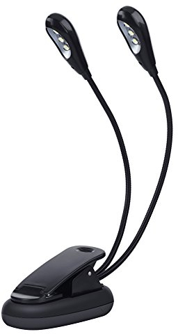 Clip-on-Notenpultleuchte, Mini-verstellbare Doppelarmleuchte, LED-Lampe für Bücherwürmer, Klavier, Orchester, Basteln (6 Lichter)