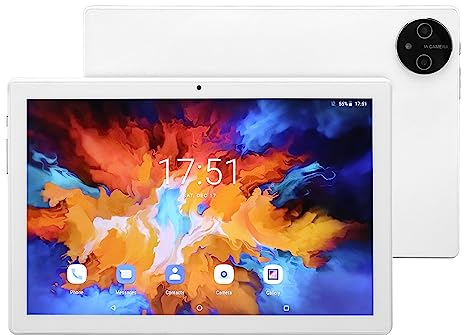 Jectse Octa Core 10,1-Zoll-Tablet mit 12 GB RAM, 256 GB ROM, 4G LTE, 5G WLAN, RGB-Tastatur, Maus, für 11, EU-Stecker, 100–240 V (Weiß)