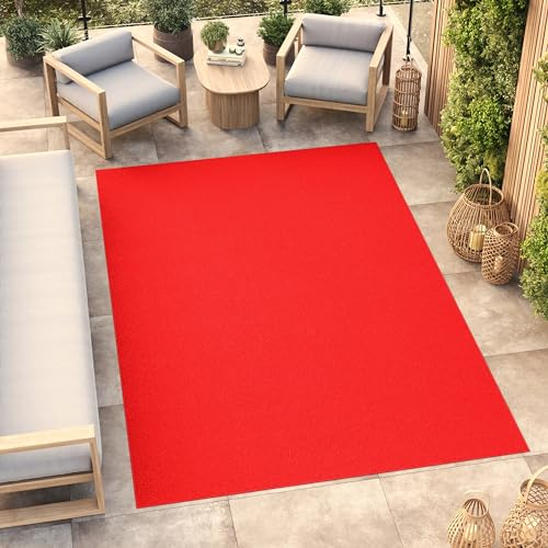 TAPISO Mono Teppich Kurzflor Indoor Outdoor UV-beständig Rot Einfarbig Wohnzimmer Schlafzimmer Kinderzimmer Modern Design ÖKO-TEX 200 x 300 cm