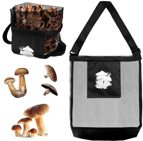 TGFIX Borsa per la raccolta dei funghi Borsa per la caccia ai funghi Borsa a rete con custodia a tracolla per il campeggio escursionistico