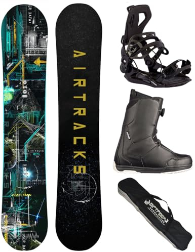 Airtracks Herren Snowboard Set Board Data Wide Freestyle Freeride 160 - Softbindung Master - Softboots Master ATOP 46 - SB Bag
