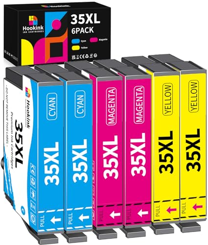 Hookink 35XL 35 XL Druckerpatronen für Epson 35 Tintenpatronen Kompatibel mit Epson Workforce Pro WF-4720 WF-4725 WF-4730 WF-4740 WF-4720DWF WF-4725DWF WF-4740DTWF WF-4730DTWF (6er-Pack)