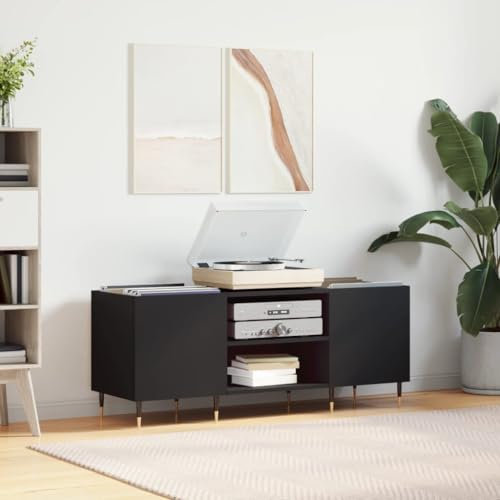 ShGaxin Mueble para Discos Madera contrachapada Negro 121x38x48 cm, Estanteria CD, Mueble Tocadiscos, Mueble para Discos, Mueble para Vinilos, Mueble para Tocadiscos - 831669