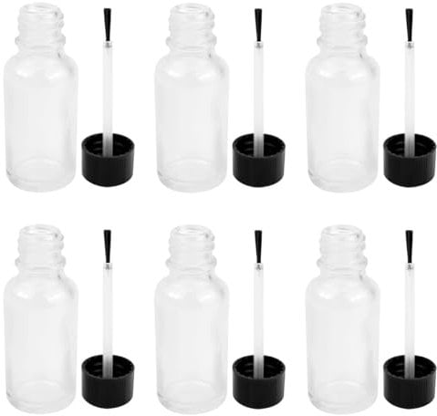 ZJIVQO 6pcs 20ml Nail Polish Bottles with Brushes Thickened Glass Transparent Bottle Empty Nail Polish Bottle Refillable Nail Polish Nail Touch Up Bottle with Brush for Nail Make Up