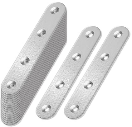HXJDAM 20 placas perforadas, conector plano de acero inoxidable, conector de madera de metal (97 x 17 x 2 mm), chapa de conexión, chapa perforada, conector