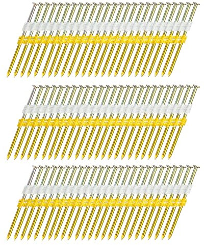 meite 21 Degree Framing Nails, 3 Inch x 0.120 Inch, Round Head, Galvanized, Smooth shank, Plastic Strip Collated Framing Nails for 21 Degree Framing Nailer Gun (2,000 Counts)
