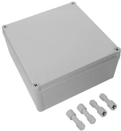 LeMotech IP67 wasserdichte Abzweigdose, ABS-Kunststoff Elektrobox, staubdichtes Gehäuse für Elektronik, Anschlusskästen für DIY-Projekte, Grau, 200 x 200 x 95 mm
