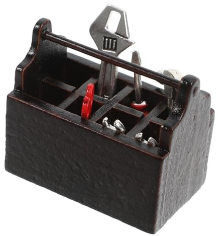 BESTonZON 1 Satz Kleine Werkzeugkiste Mini-werkzeugsatz Lustiges Werkzeugkastendekor Miniatur Reparierter Bausatz Für Minihaus Zuhause Schmücken Modellhafter Werkzeugkasten Holz