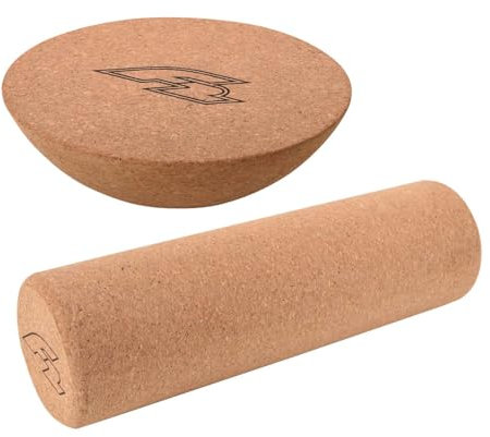 F2 Marken Set Balance Board Halbkugel 30x10cm + Korkrolle 33x9,5cm Perfektes Set für Balance Training Gleichgewichtstraining Fitness Heimtrainer Home Training