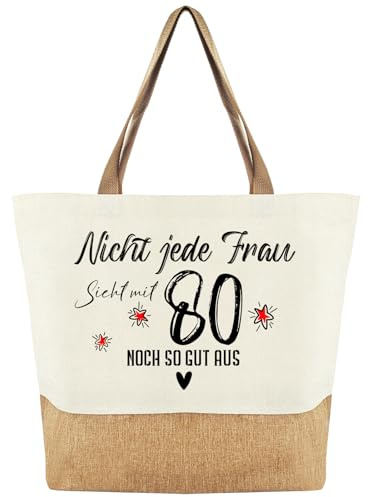 80. Geburtstagsgeschenk Frauen Jutetasche - Nicht jede Frau sieht mit 80 noch so gut aus - Baumwolltasche Personalisiert, Einkaufstasche Damen, Geschenke für Frau Mama Oma Frauen zum Geburtstag