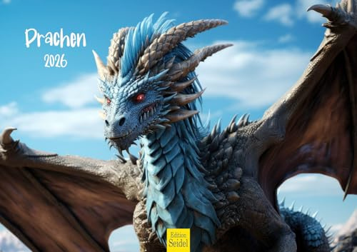 Edition Seidel Premium Kalender Drachen 2026 Format DIN A3 Wandkalender Mythologie Fantasy Märchen Saga Drache fliegendes Ungeheuer