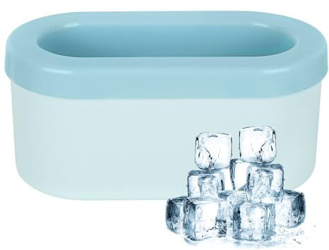Cylinder Ice Cube Mold Ice Trays, Silicone Ice Bucket, Portable Ice Cube Maker, Press-Type Easy-Release Ice Cup (Blue Large)