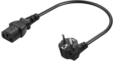 CERRXIAN 1FT CEE 7/7 vers IEC320 C13 Cordon d'alimentation européen Schuko, 3 Broches 18AWG 10A/250V Angle Droit Schuko Stecker à 90 degrés Câble IEC 320 C13 (Straight)