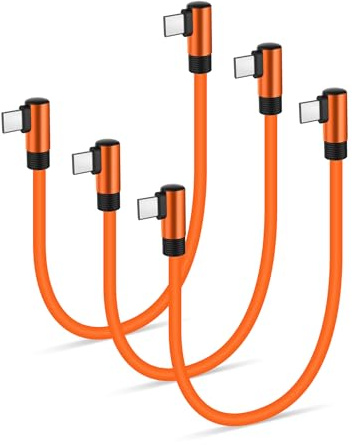 USB C to USB C Cable Short 90 Degree, Silicone 60W Type-C Charger Cable | Ultra soft tangle-free silicone material, Compatible with iPhone 18/17/Galaxy/Android Auto/Carplay for power bank/travel/car
