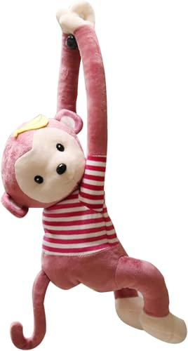 Niedliche AFFE Taschentuch Box Abdeckung Plüsch Auto Taschentuch Halter Cartoon Tiere Papierhalter Serviettenspender Aufbewahrungsbox Für Auto Zuhause Küche Büro Badezimmer, Pink
